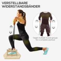 Liegestützgriffe mit Widerstandsbändern für effektives Muskeltraining aus Naturholz.