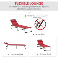 Roter, ergonomischer Liegestuhl mit 5-facher Verstellung.