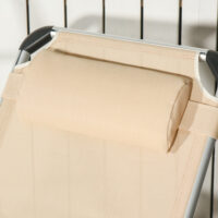 Beige Gartenliege aus Aluminium mit 5-facher Verstellung.