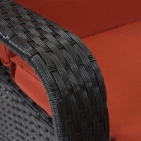 Liegestuhl Carrara Gartenliege Rattan mit Räder Anthrazit Kissen terakotta