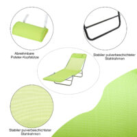 Wetterfester und einfach zusammenklappbarer Liegestuhl.