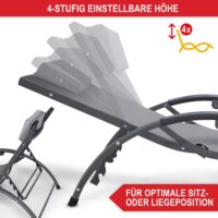 Bequeme klappbare Sonnenliege mit verstellbarer Rückenlehne für Garten und Terrasse.