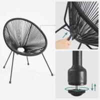 3-teilige Lounge Garnitur Indoor Outdoor, Metall Schwarz