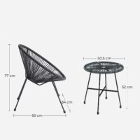 3-teilige Lounge Garnitur Indoor Outdoor, Metall Schwarz