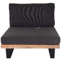 Lounge Gartensessel aus Akazienholz mit dunkelgrauen Polstern