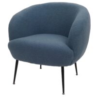 Lounge-Sessel Clubsessel Cocktailsessel Bouclé Stoff Metall blau