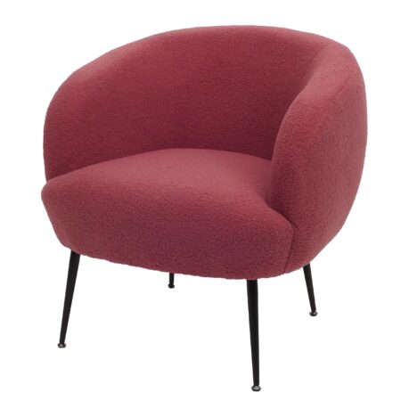 Lounge-Sessel Clubsessel Cocktailsessel Bouclé Stoff Metall purpur-rot