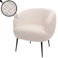 Lounge-Sessel Clubsessel Cocktailsessel Bouclé Stoff Metall weiss