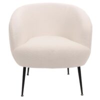 Lounge-Sessel Clubsessel Cocktailsessel Bouclé Stoff Metall weiss