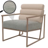 Lounge-Sessel Clubsessel Stoff Metall beige Polster blau-grün