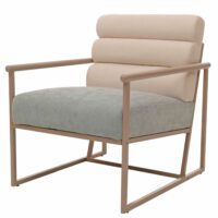 Lounge-Sessel Clubsessel Stoff Metall beige Polster blau-grün