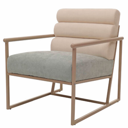Lounge-Sessel Clubsessel Stoff Metall beige Polster blau-grün