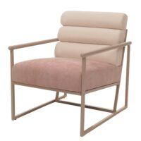Lounge-Sessel Clubsessel Stoff Metall beige Polster rosé