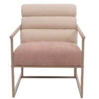 Lounge-Sessel Clubsessel Stoff Metall beige Polster rosé