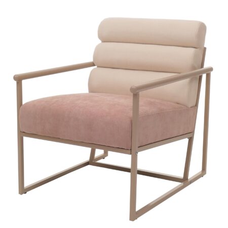 Lounge-Sessel Clubsessel Stoff Metall beige Polster rosé