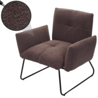 Lounge-Sessel Cocktailsessel Bouclé Stoff braun