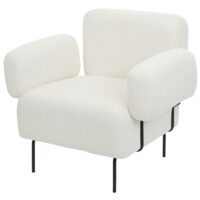 Lounge-Sessel Cocktailsessel Bouclé Stoff Metall creme-weiss