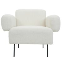 Lounge-Sessel Cocktailsessel Bouclé Stoff Metall creme-weiss