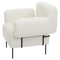 Lounge-Sessel Cocktailsessel Bouclé Stoff Metall creme-weiss