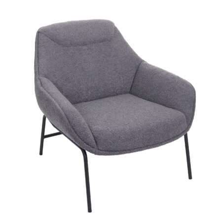 Lounge-Sessel Cocktailsessel Bouclé Stoff Metall dunkelgrau