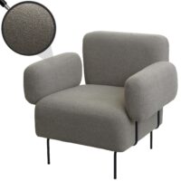 Lounge-Sessel Cocktailsessel Bouclé Stoff Metall grau