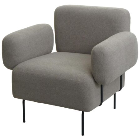 Lounge-Sessel Cocktailsessel Bouclé Stoff Metall grau