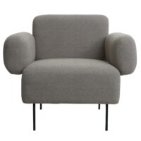 Lounge-Sessel Cocktailsessel Bouclé Stoff Metall grau