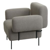 Lounge-Sessel Cocktailsessel Bouclé Stoff Metall grau