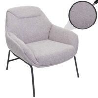 Lounge-Sessel Cocktailsessel Bouclé Stoff Metall hellgrau