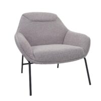 Lounge-Sessel Cocktailsessel Bouclé Stoff Metall hellgrau