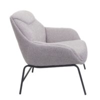 Lounge-Sessel Cocktailsessel Bouclé Stoff Metall hellgrau