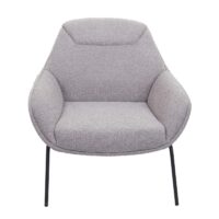 Lounge-Sessel Cocktailsessel Bouclé Stoff Metall hellgrau