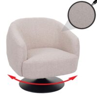 Lounge-Sessel Cocktailsessel drehbar Bouclé Stoff Metall creme-beige