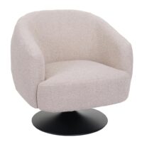 Lounge-Sessel Cocktailsessel drehbar Bouclé Stoff Metall creme-beige