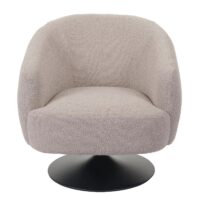 Lounge-Sessel Cocktailsessel drehbar Bouclé Stoff Metall creme-beige