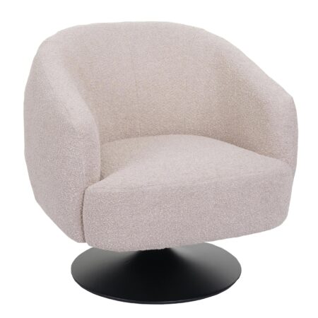 Lounge-Sessel Cocktailsessel drehbar Bouclé Stoff Metall creme-beige