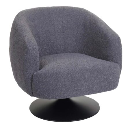 Lounge-Sessel Cocktailsessel drehbar Bouclé Stoff Metall dunkelgrau