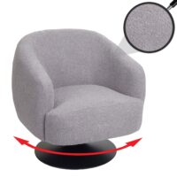 Lounge-Sessel Cocktailsessel drehbar Bouclé Stoff Metall hellgrau