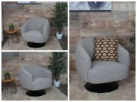 Lounge-Sessel Cocktailsessel drehbar Bouclé Stoff Metall hellgrau