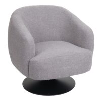 Lounge-Sessel Cocktailsessel drehbar Bouclé Stoff Metall hellgrau