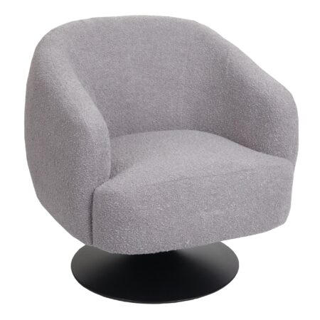 Lounge-Sessel Cocktailsessel drehbar Bouclé Stoff Metall hellgrau
