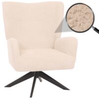 Lounge-Sessel Cocktailsessel drehbar Chenille Metall creme-beige