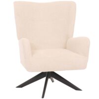 Lounge-Sessel Cocktailsessel drehbar Chenille Metall creme-beige