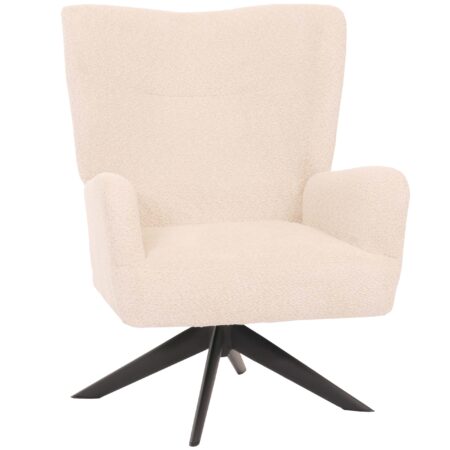 Lounge-Sessel Cocktailsessel drehbar Chenille Metall creme-beige