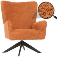 Lounge-Sessel Cocktailsessel drehbar Chenille Metall terracotta