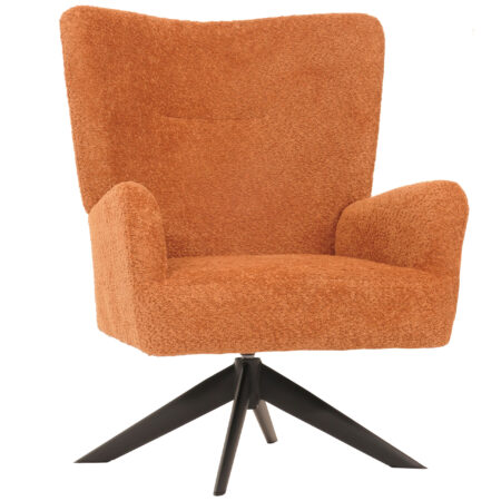 Lounge-Sessel Cocktailsessel drehbar Chenille Metall terracotta