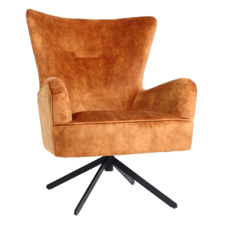 Lounge-Sessel Cocktailsessel drehbar Vintage Samt Metall gold-braun