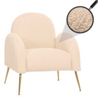 Lounge-Sessel Cocktailsessel Retro Nosagfederung Chenille creme-weiss