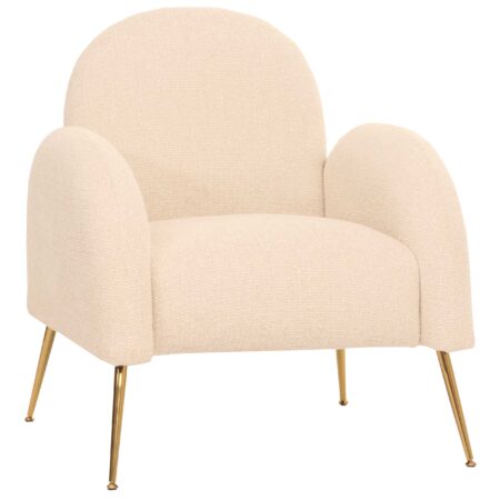 Lounge-Sessel Cocktailsessel Retro Nosagfederung Chenille creme-weiss