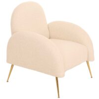 Lounge-Sessel Cocktailsessel Retro Nosagfederung Chenille creme-weiss